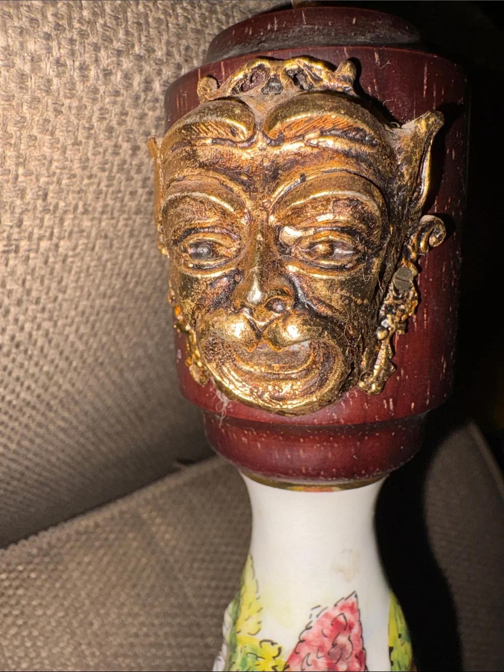 Rare find vintage Capodimonte musical pepper grinder.  Porcelain brass & wood.